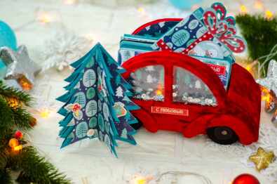 Новогодний мастер класс Коробочка для фото "Машинка с подарками" 