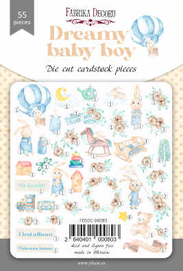 Набор высечек, коллекция "Dreamy baby boy", 55 шт Набор высечек, коллекция "Dreamy baby boy", 55 шт