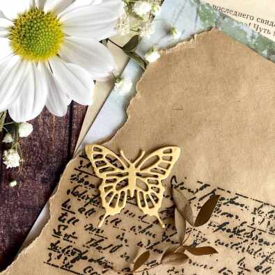 Вырубка "Бабочка "Butterfly", золотой перламутр, штука (39*33 мм) Вырубка "Бабочка "Butterfly", золотой перламутр, штука (39*33 мм)