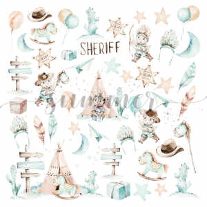 Лист для вырезания "Little sheriff", коллекция "Little sheriff", 190гр, 30,5*30,5см