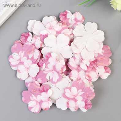 Набор бумажных лепестков с принтом "Розовые цветы", 10 шт d-43 мм